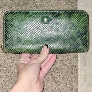Coach Emerald Leather Snakeskin Wallet
